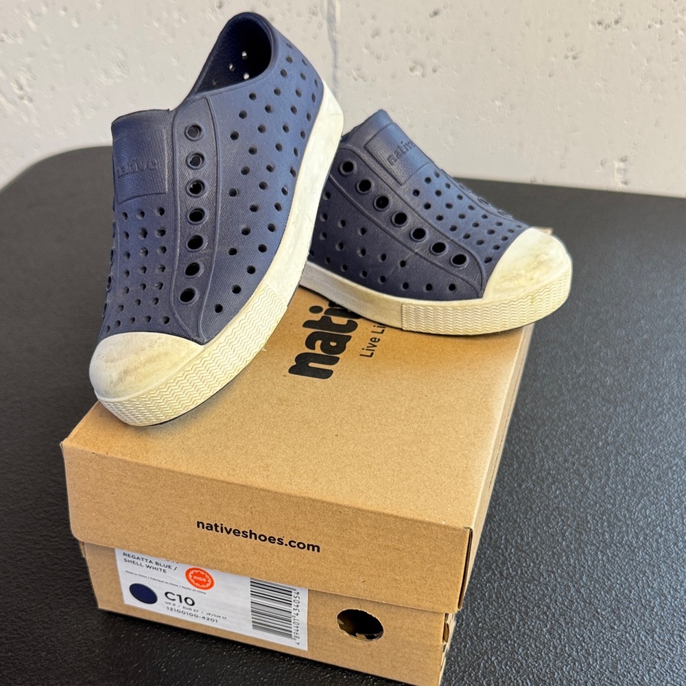 Native Kids Sneakers - Dark Blue and Cream